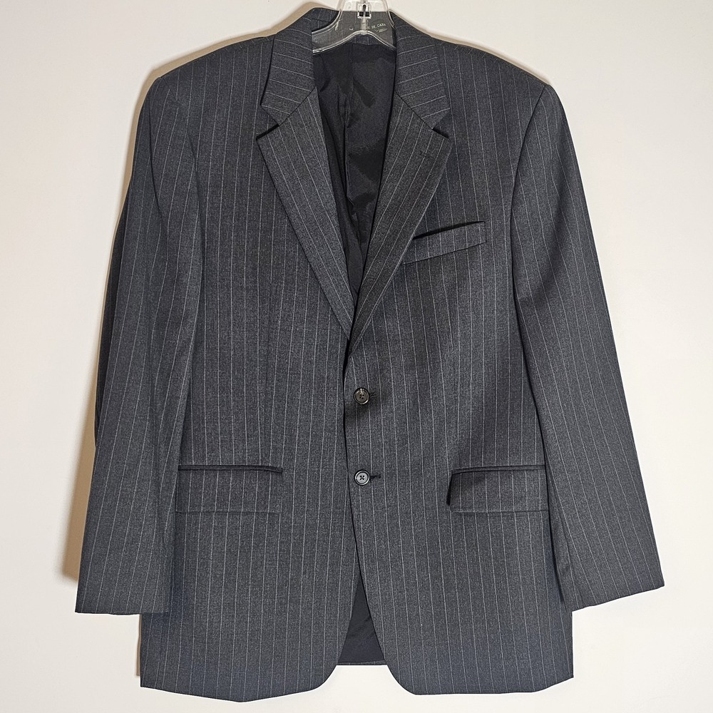 Lauren Ralph Lauren Suit Jacket Mens 40R Gray Pinstripe Macys 2 Button Business
